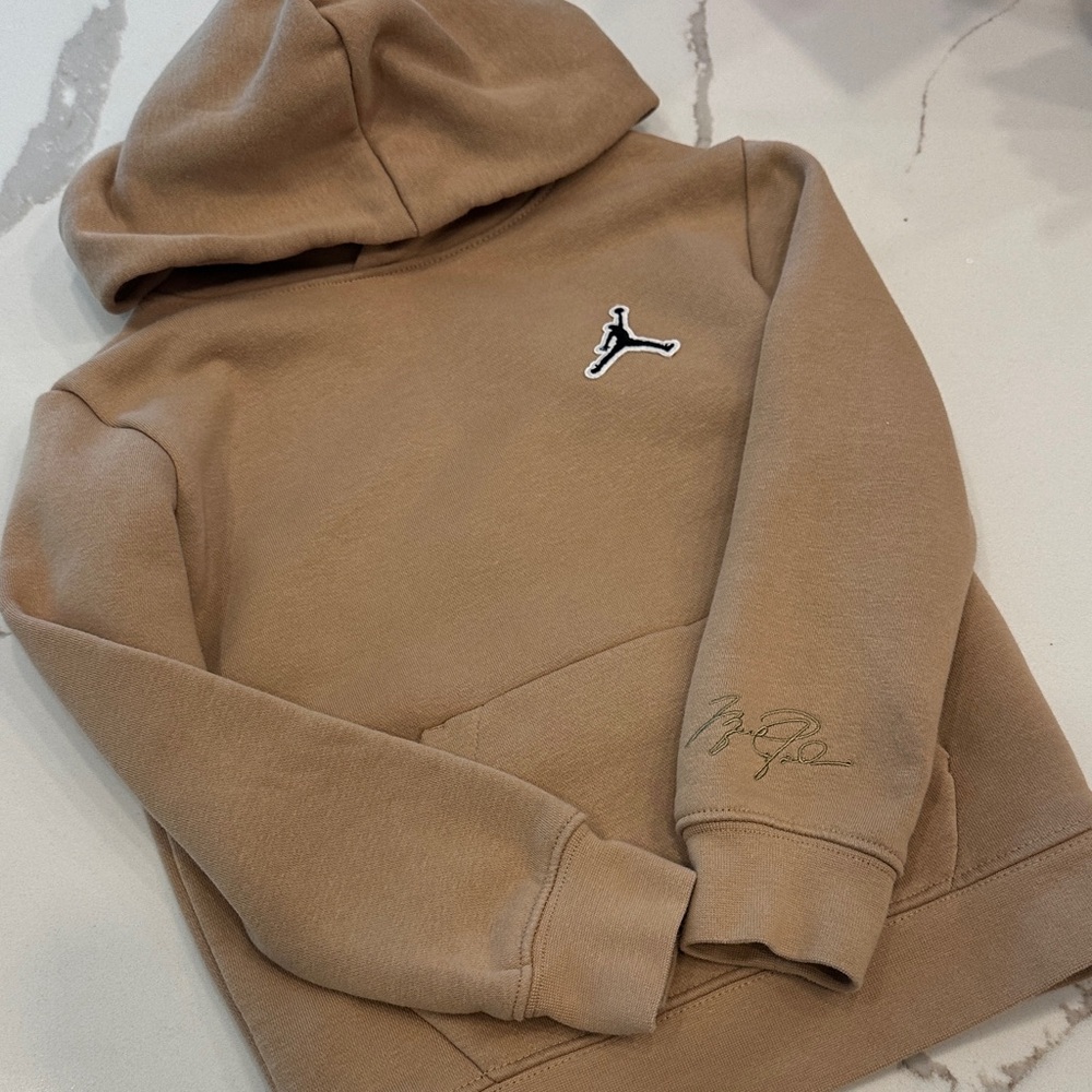 Tan Hoodie with Embroidered Logo